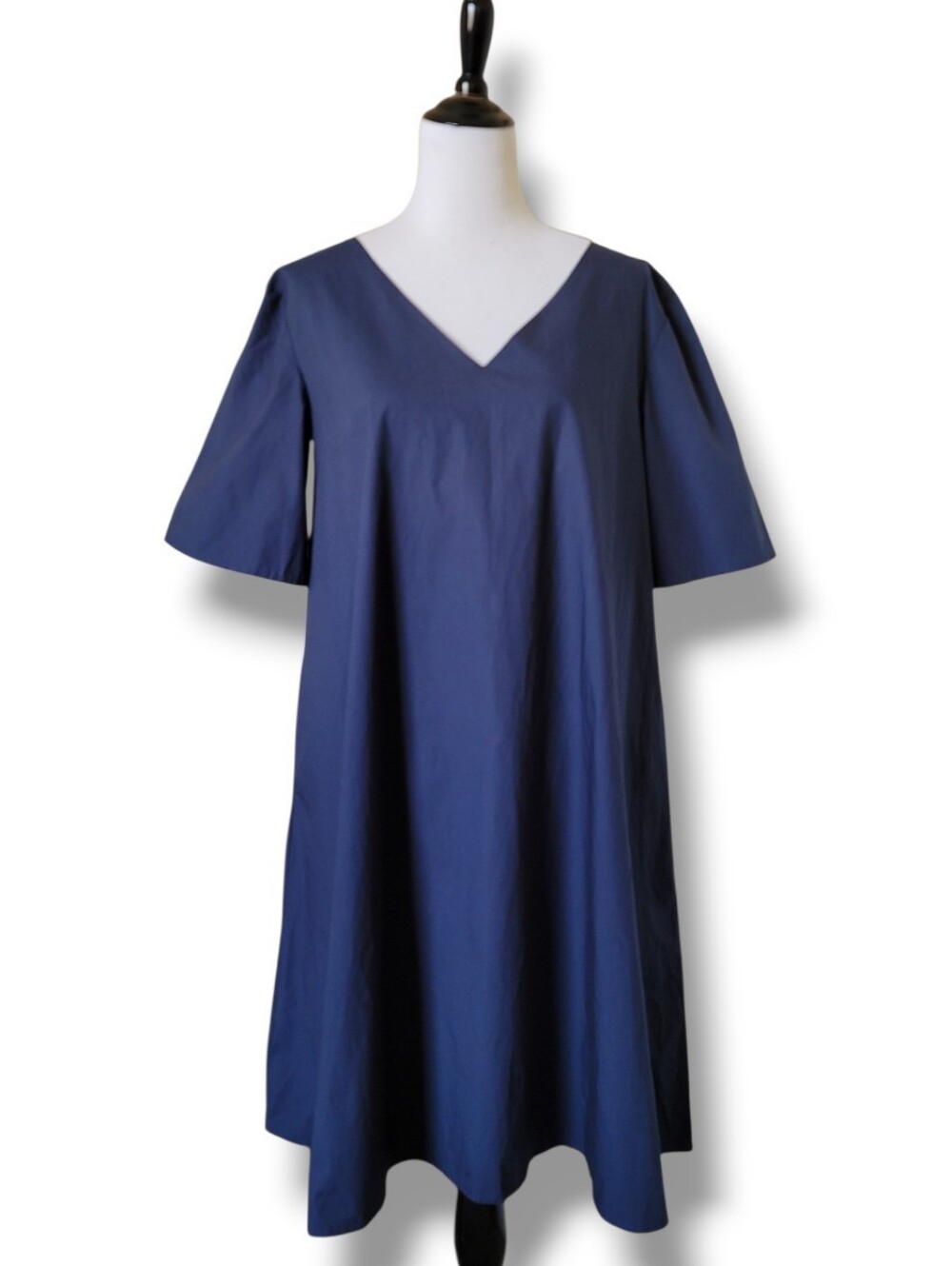 Merlette Poplin A Line Midi Dress S Tent Swing Navy Pockets